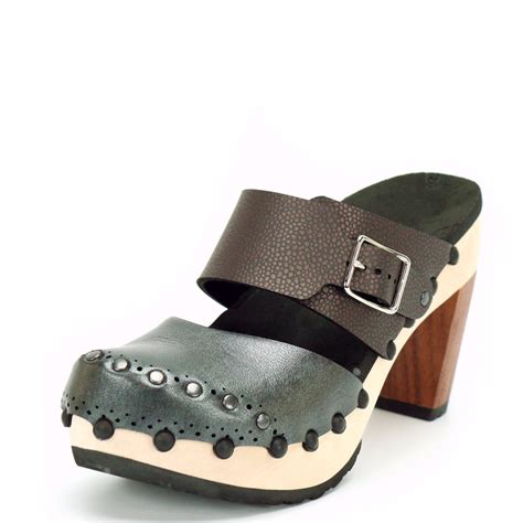 High Heel Closed Toe Mule Clogs in Slate and Espresso - Made in USA – Mohop