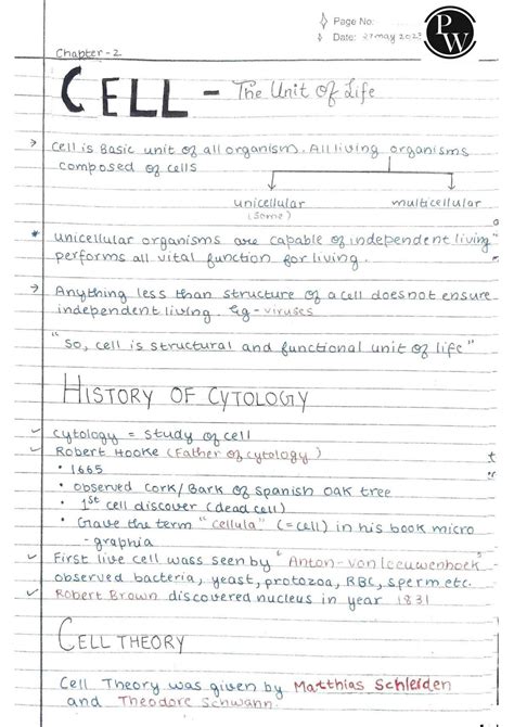 SOLUTION Cell The Unit Of Life Handwritten Notes Yakeen 2 0 2024 Alpha