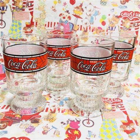 80s Coca・cola コカコーラ 昭和レトロ ティファニー模様 エレガンス ゴブレット Vintage