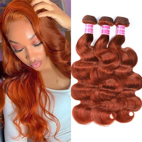 Incolorwig Ginger Weave Body Wave Peruvian Human Hair Weave