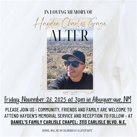 Albuquerque NM Obituaries Find Memorial Announcements Daniel's
