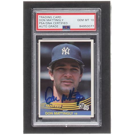 Don Mattingly Signed Donruss Rc Psa Auto Pristine