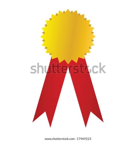 Vector Illustration Gold Badge Red Ribbon Stock Vector Royalty Free