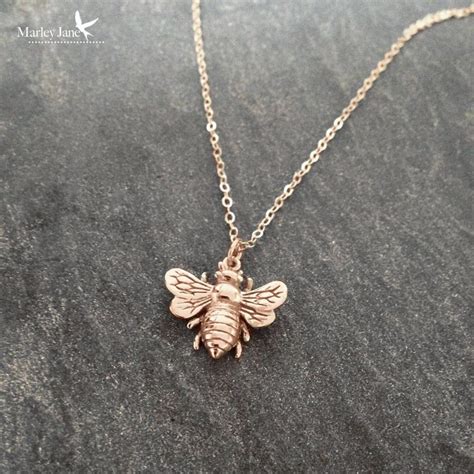 Rose Gold Bee Necklace Honey Bee Necklace Sterling Silver Etsy