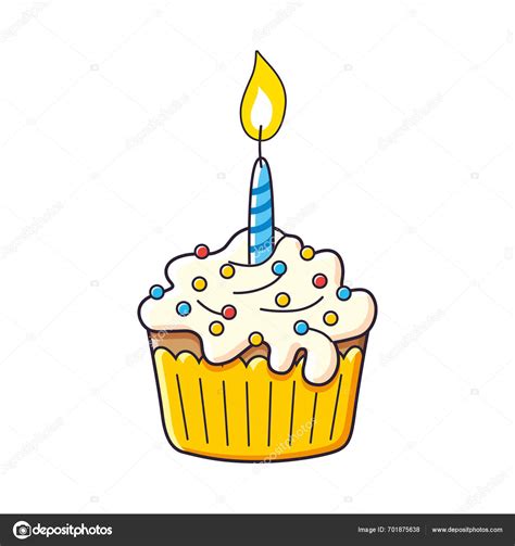 Birthday Cupcake Candle Isolated Vector Illustration Stock Vector By ©ghrzuzudu 701875638