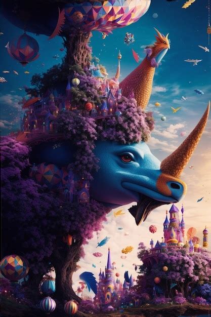 Premium Photo A Surreal Dreamlike Carnival With Fantastical Creatures