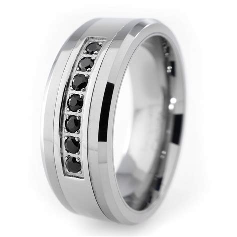 Black Diamond CZ Tungsten Carbide Simulated Ring 8MM – Niv's Bling