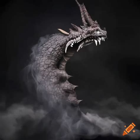 Digital Art Of A Giant Dragon Emerging From Smoke On Craiyon