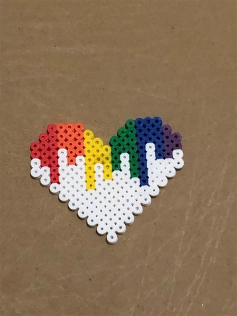 Perler Bead Rainbow Heart Drip Etsy