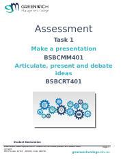 Assessment Task Bsbcmm Bsbcrt Docx Assessment Task Make A