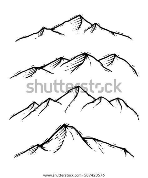 Mountain Set Hand Drawn Style Stock Vector Royalty Free 587423576