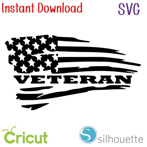 Instant Download SVG Veteran Flag Distressed - Etsy