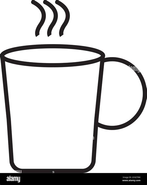 Hot Coffee Mug Icon Over White Background Line Style Vector