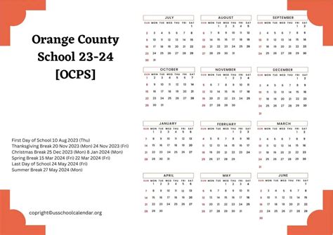 Orange County 24 25 School Calendar Lexi Shayne