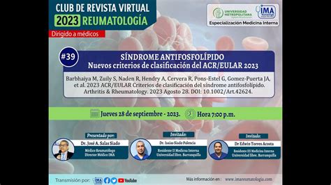 Club De Revista S Ndrome Antifosfol Pido Nuevos Criterios De