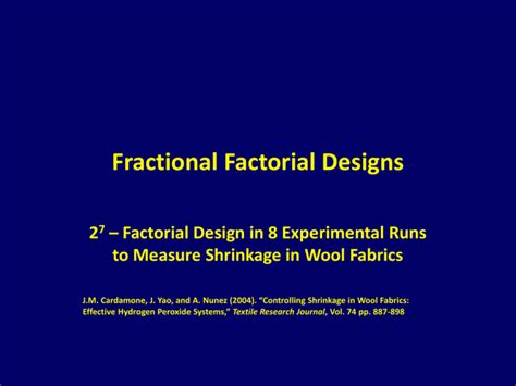 Fractional Factorial Designs