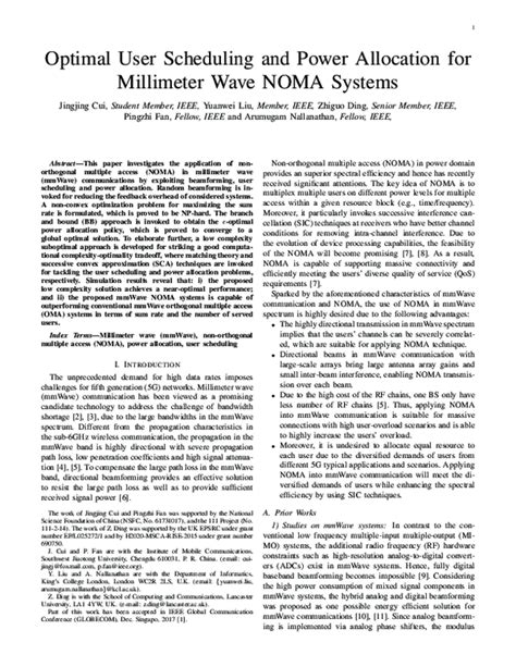 Pdf Optimal User Scheduling And Power Allocation For Millimeter Wave