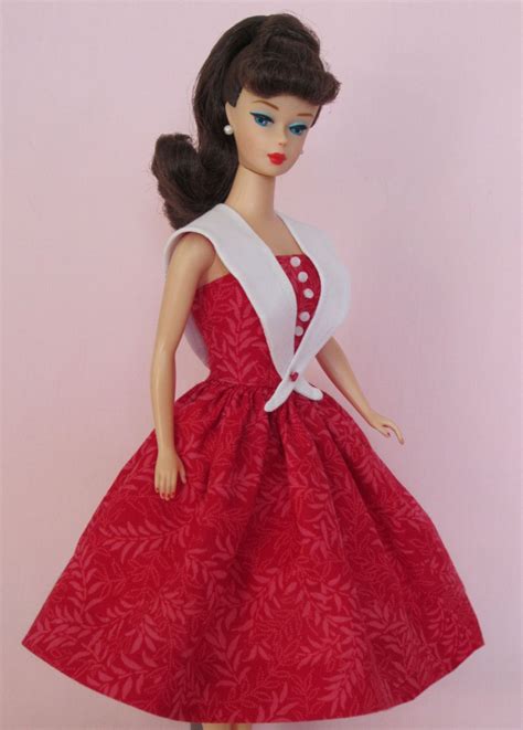 Ready Red Vintage Barbie Doll Dress Reproduction Barbie Clothes On