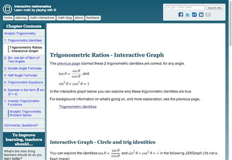 Trigonometric Ratios - Interactive Graph - MathsLinks