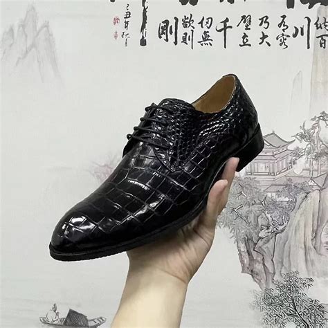 Chaussures Oxford Lacets Pour Hommes En Peau De Crocodile Authentique