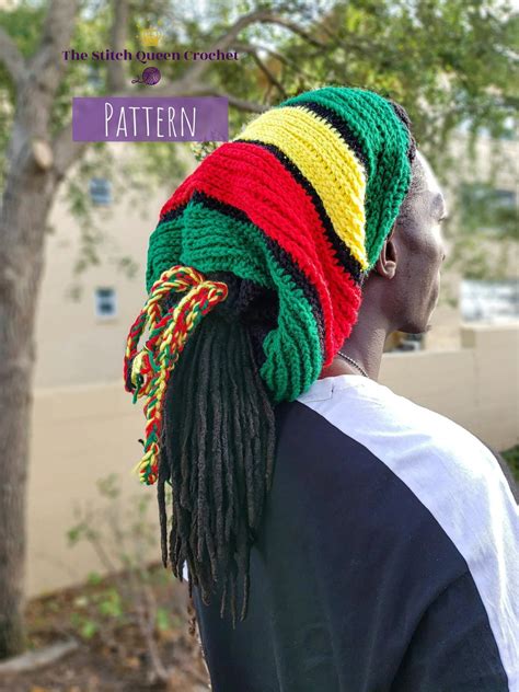 Crochet Rasta Dreadlock Jamaican Beanie Pattern Rastafarian Dread Loc