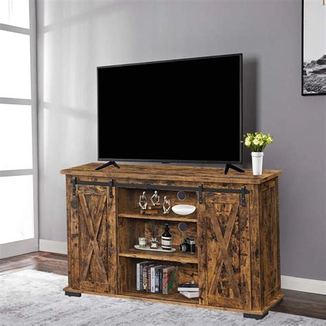 IGEMAN Contemporary TV Stand Modern TV Console Table with Sliding Doors ...