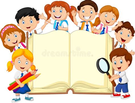 Cartoon School Children With Book Isolated Stock Vector - Illustration ...