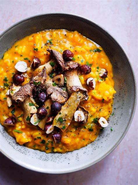 Risotto au potimarron champignons et noisettes grillées Clemfoodie