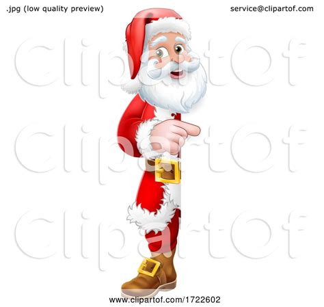 Santa Claus Christmas Cartoon Peeking Pointing By Atstockillustration 1722602