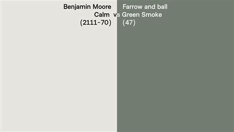 Benjamin Moore Calm 2111 70 Vs Farrow And Ball Green Smoke 47 Side