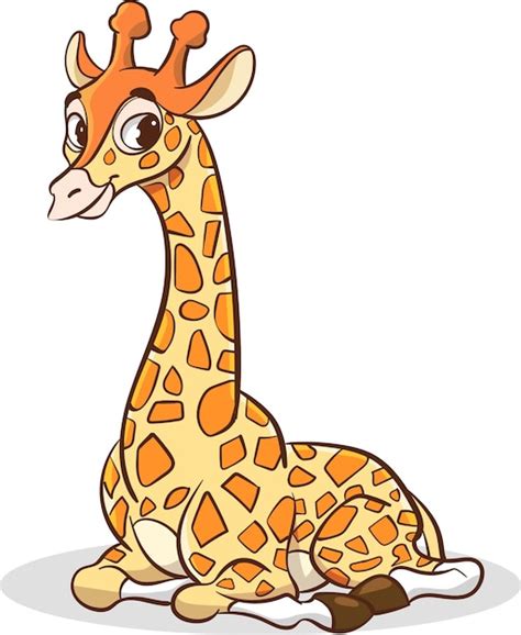 Ilustração de uma girafa fofa sentada em um fundo branco Vetor Premium