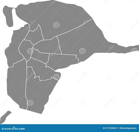 Gray Map Of Districts Of Seville Spain Stock Vector Illustration Of