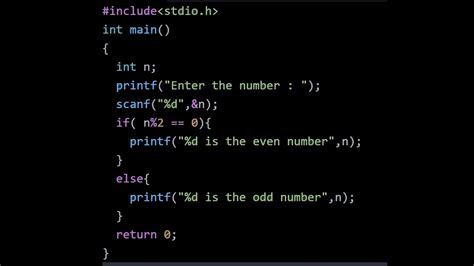 C Program To Check The Number Is Even Or Odd Entered By User Youtube