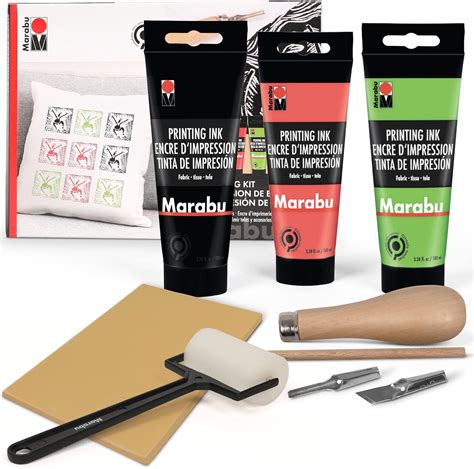 Buy Marabu Block Printing Kit Linocut Kit With 3 X 100ml Block