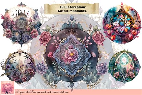 Gothic Mandala Clipart Bundle Png Transparent Background 300 Dpi Ai