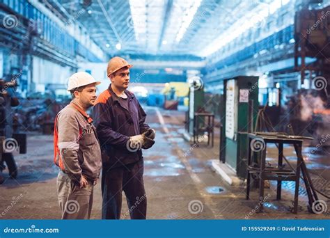 Workers in the Steel Mill on the Metallurgical Plant. Stock Image ...