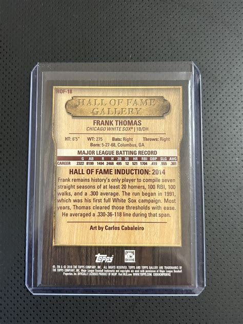 Topps Gallery Hall Of Fame Hof Frank Thomas Ebay