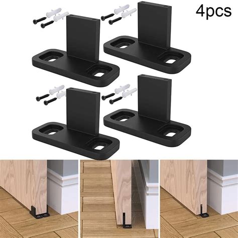 4PCS Sliding Door Slides Rails Barn Door Floor Guide Stay Roller For