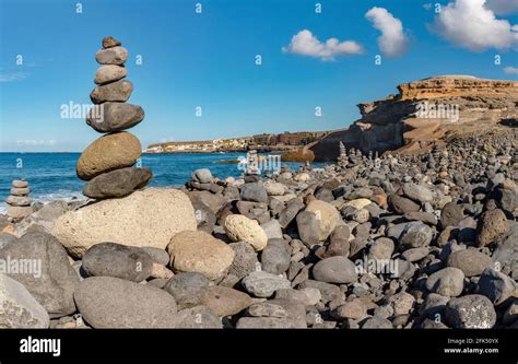 Mirador Stone Pebble Beach, pebblestone towers Stock Photo - Alamy