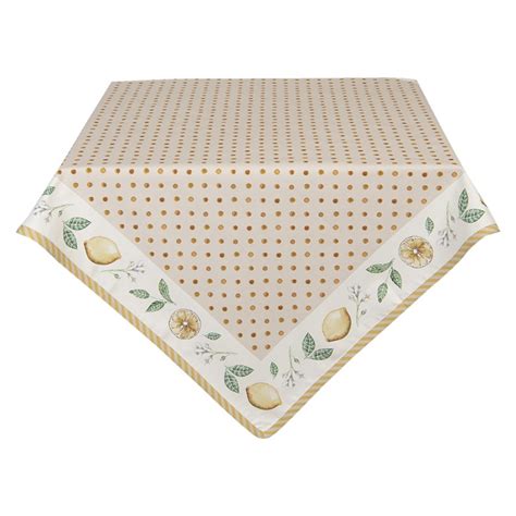 LEL01 Nappe 100x100 cm Beige Jaune Coton Citron Carré Nappes de table