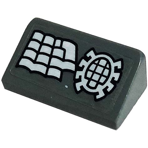 Lego Dark Stone Gray Slope X With Keyboard And Spider Sticker