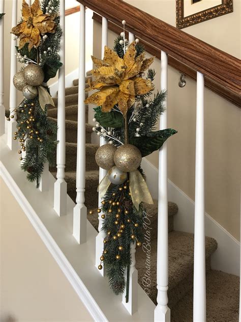 Handcrafted Greenery And Floral Swags Decorated On The Staircase