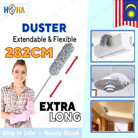 280cm Extra Long Duster Extendable Bendable Microfiber Dust Ceiling Fan Cupboard Cleaner Bulu