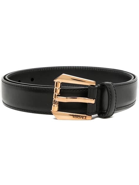 Versace Logo Engraved Leather Belt Black Farfetch