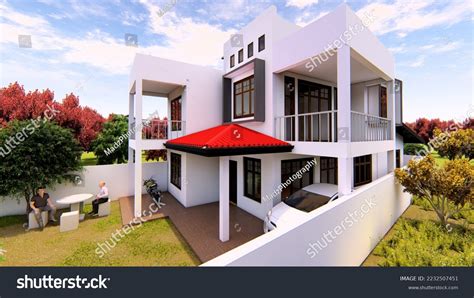 Two Storey House Exterior Design 3d Stock Illustration 2232507451 | Shutterstock