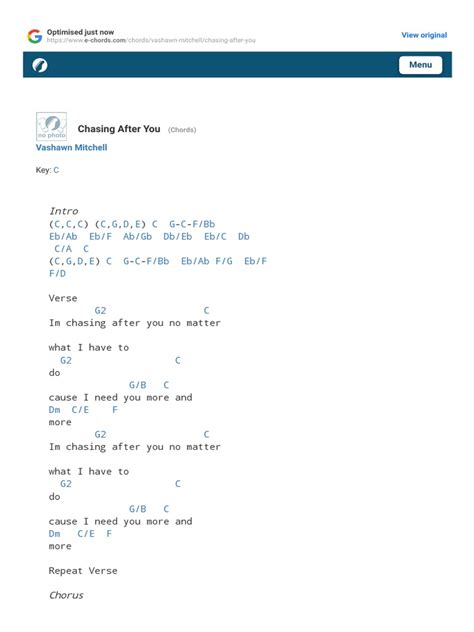 Chasing After You - Vashawn Mitchell - Guitar Chords and Tabs ...