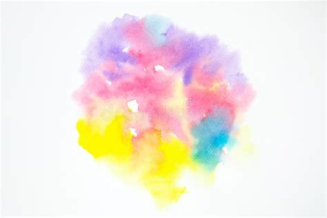 Watercolor Painting Colorful Splashing On White Paper Texture Stock