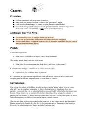 Cratering Lab Filled Out Docx Craters Overview Evaluate Parameters