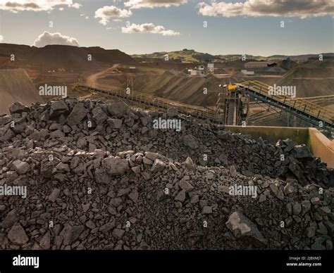 Conveyor Belt Moving Rocks In Quarry Stock Photo Alamy