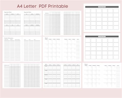 Teacher Planner Calendar Printable Flexible Academic Year - Etsy